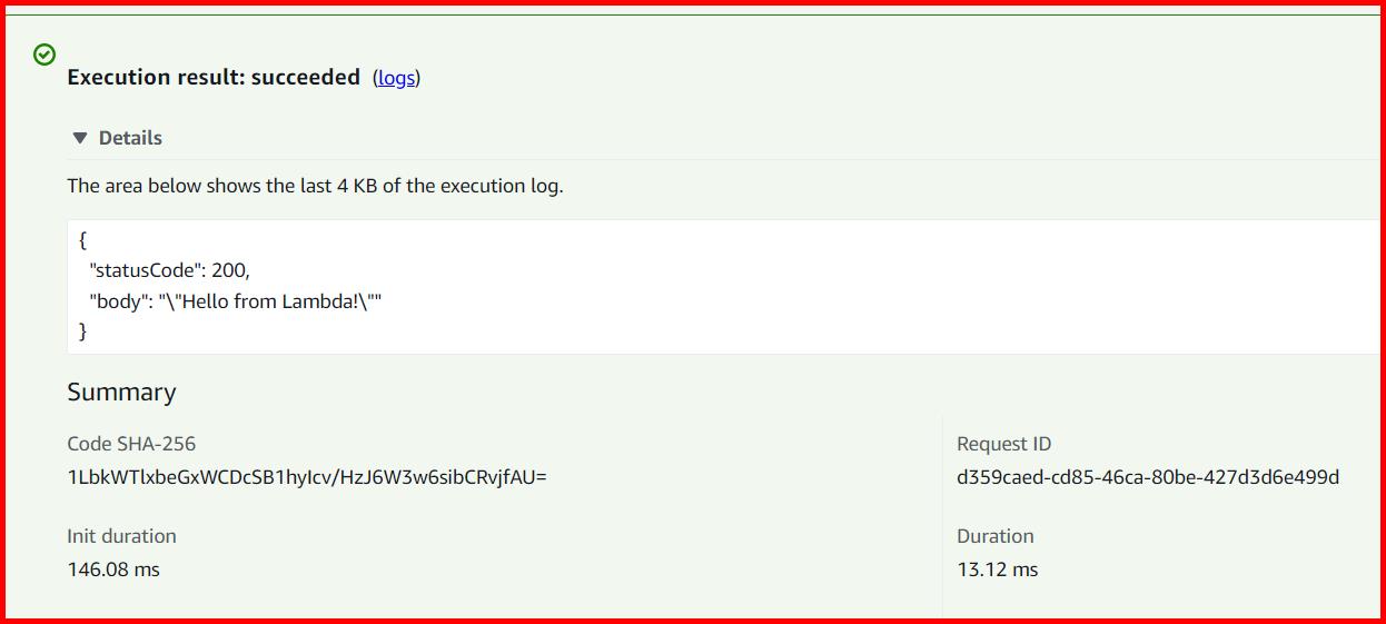 Picture showing the output of async handler in lambda function
